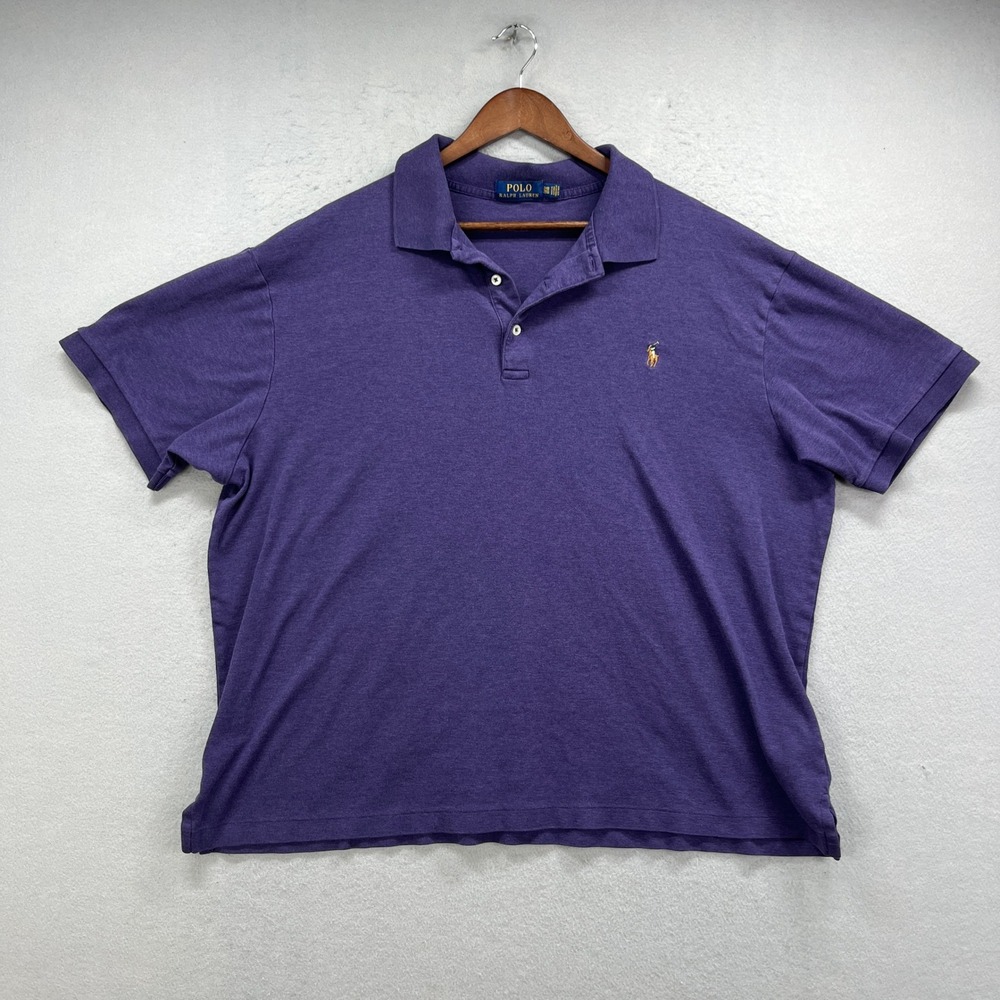 Polo Ralph Lauren Polo Shirt Men XXL Big Purple Short Sleeve Flesh Pony Preppy